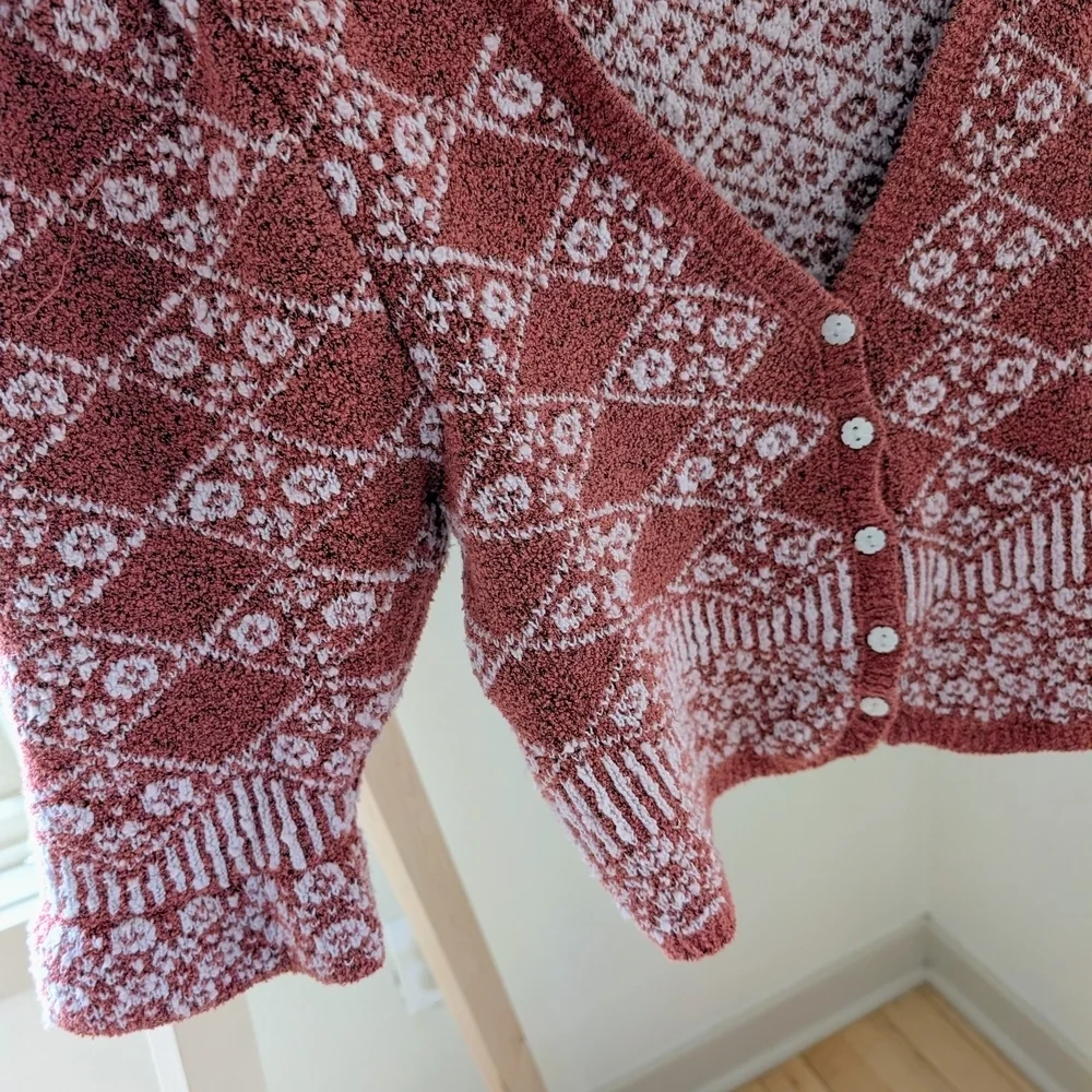 NEW Free People Geo Floral Cropped Cardigan In Terracotta - M, L